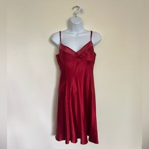 90s Victoria's Secret Semi Sheer Lace Red Slip Dress Size Medium